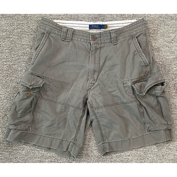 Polo Ralph Lauren Shorts Men 35x9 Twill Cotton Chunky Cargo Hike Trail Chino y2k - Picture 1 of 6